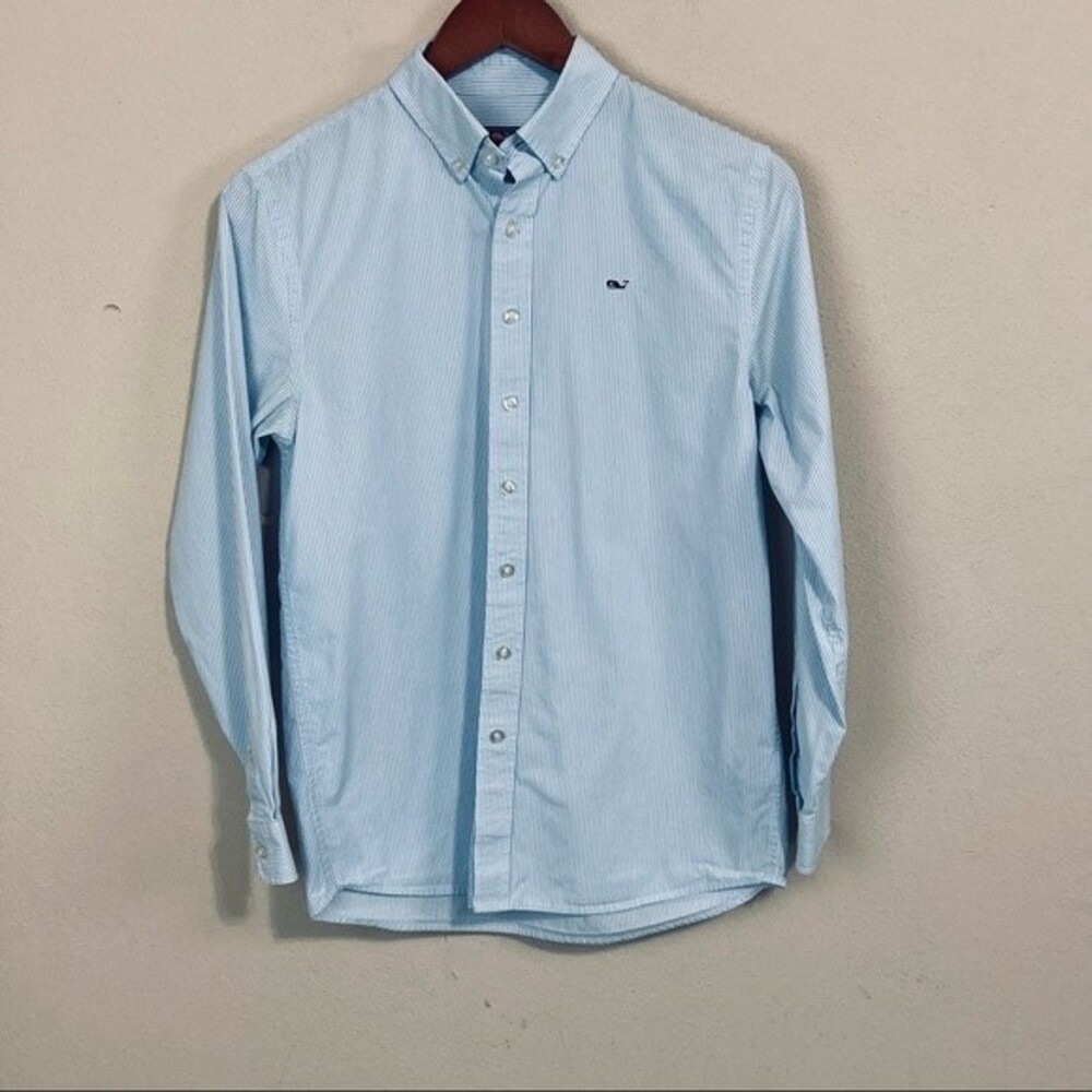 Vineyard Vines Whale Shirt Boys Large(16) Striped Long Sleeve Button Down